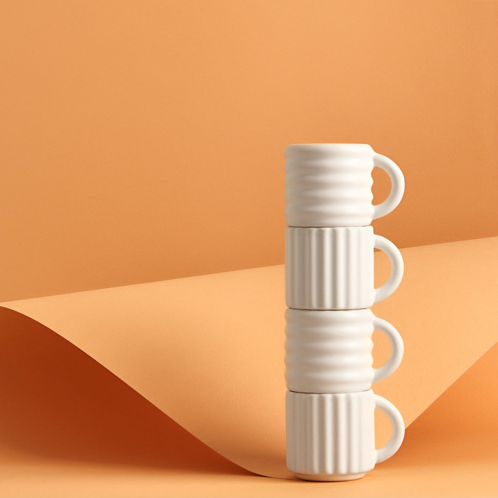 Espresso Ripple Pattern Ripple Espresso Cups Set of 2 - Handmade, Stackable, Elegant Design ...